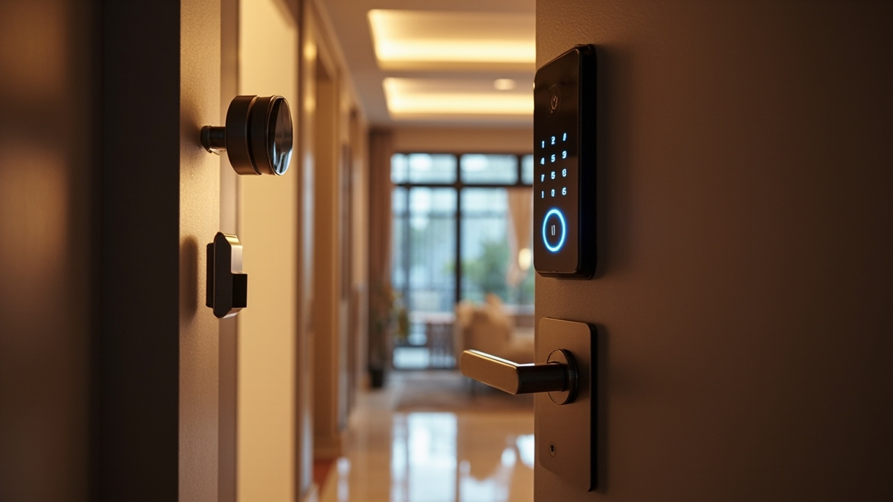 Maison moderne avec appareils connectes  
Appareils domotiques dans une maison intelligente