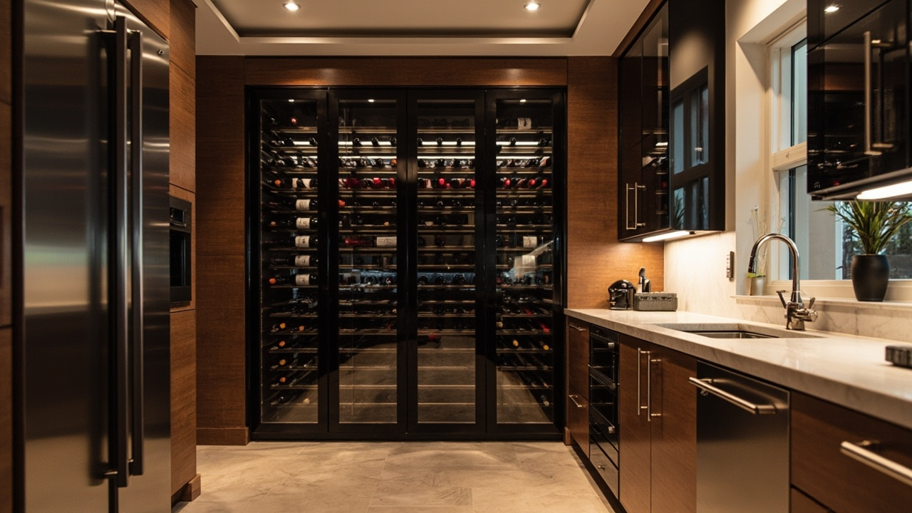Cave a vin encastrable dans une cuisine luxe