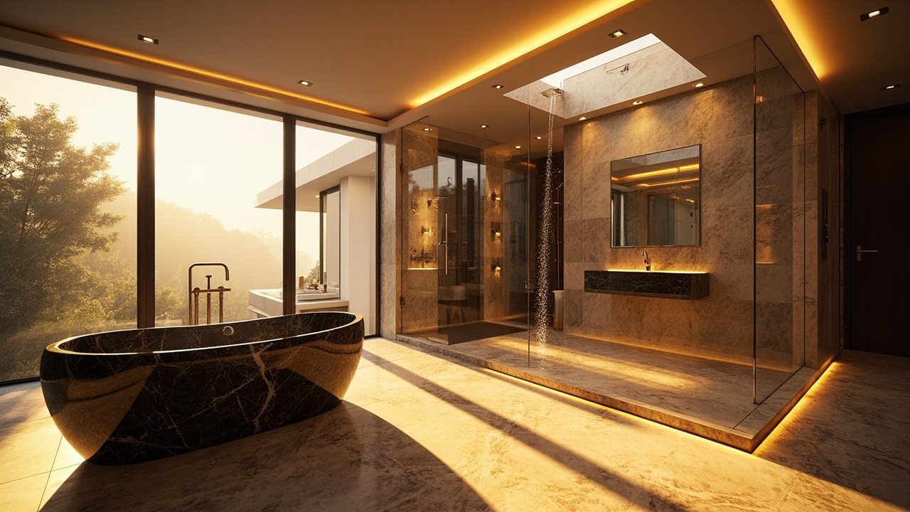 Baignoire ilot dans salle de bain elegante