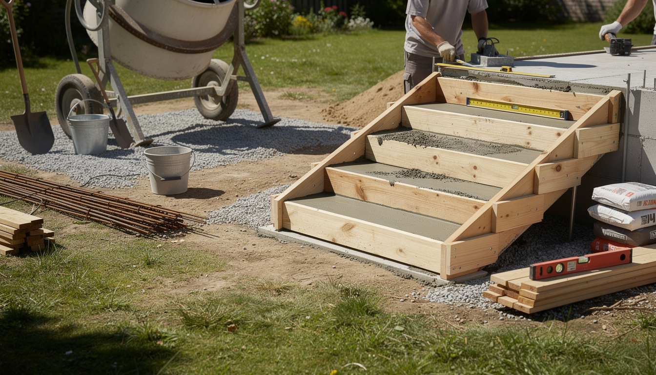 apprenez à réaliser des marches en béton extérieur avec des techniques de coffrage efficaces et un dosage précis pour un rendu durable et esthétique.
